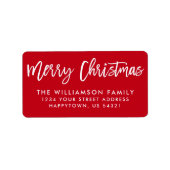 Brush Script Star Frohe Weihnachtsfamilie Adressaufkleber (Vorne)