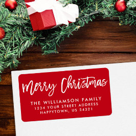 Brush Script Star Frohe Weihnachtsfamilie Adressaufkleber