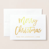 Brush Script Star Frohe Weihnachtszeit Foto Gold Folienkarte (Vorderseite mit Umschlag)