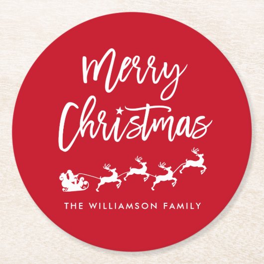 Brush Script Star Weihnachten Runder Pappuntersetzer (Vorderseite)