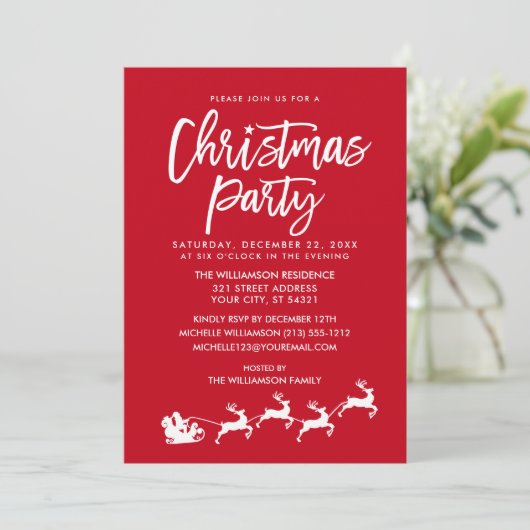 Brush Script Star Weihnachts-Party gestrichen Einladung (Stehend Vorderseite)