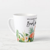 Brush Script Tropical Coral Floral Beach House Milchtasse (Linke Ecke)