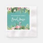 Brush Script Tropical Floral Beach House Cocktail Serviette (Vorderseite)