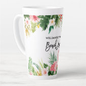 Brush Script Tropical Floral Beach House Grosses Milchtasse (Linke Ecke)