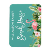 Brush Script Tropical Floral Family Beach House Magnet (Vertikal)