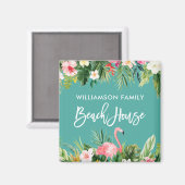 Brush Script Tropical Floral Family Beach House Magnet (Vorderseite/Rückseite)