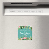 Brush Script Tropical Floral Family Beach House Magnet (In Situ (Geschirrspüler))