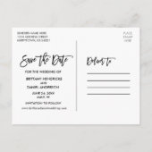 Brush Script tropical floral Save the Date Postkarte (Rückseite)