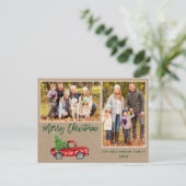 Brush Script Truck 2 Foto Kraft Weihnachten Postkarte (Stehend Vorderseite)