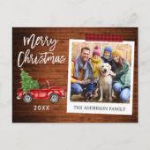 Brush Script Truck Instant Foto Weihnachtsband Postkarte (Vorderseite)