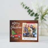 Brush Script Truck Instant Foto Weihnachtsband Postkarte (Stehend Vorderseite)