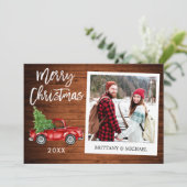 Brush Script Truck Wood Instant Foto Weihnachten (Stehend Vorderseite)