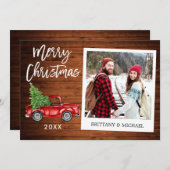 Brush Script Truck Wood Instant Foto Weihnachten (Vorne/Hinten)