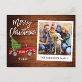 Brush Script Truck Wood Instant Foto Weihnachten Postkarte (Vorderseite)