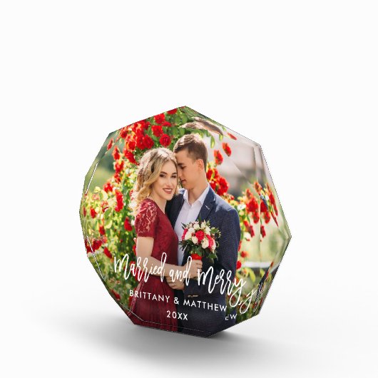 Brush Script Verheiratet & Merry Foto Wedding Octa (Rechts)