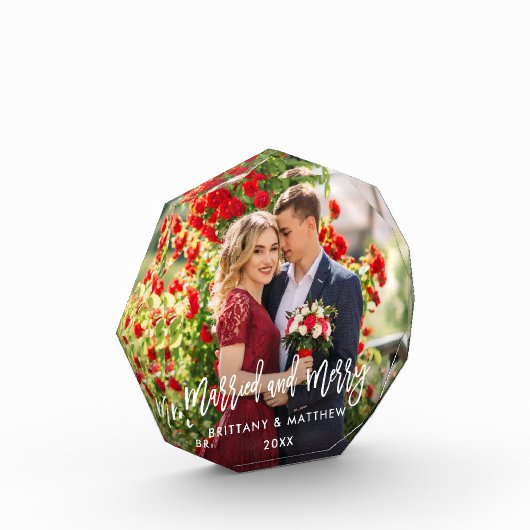 Brush Script Verheiratet & Merry Foto Wedding Octa (Links)