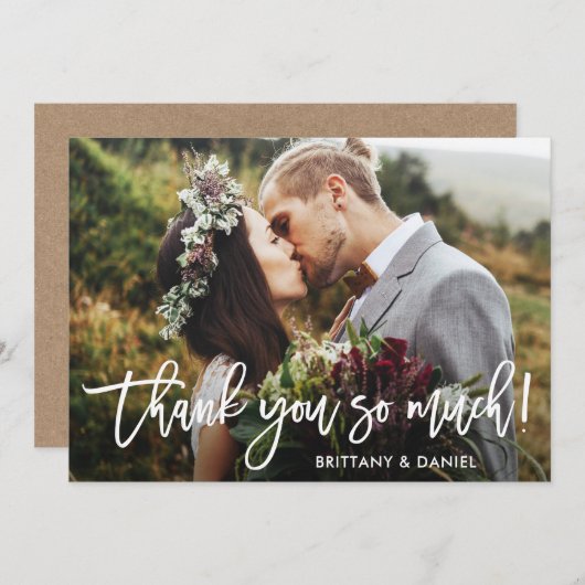 Brush Script Vielen Dank so viel Wedding Kraft Car Einladung (Vorne/Hinten)