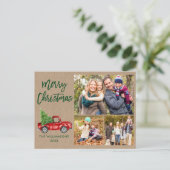 Brush Script Vintag Truck 3 Foto WeihnachtsKraft Postkarte (Stehend Vorderseite)