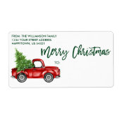 Brush Script Vintag Truck Christmas Green Mailing (Vorne)