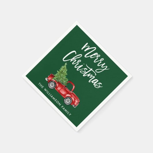 Brush Script Vintag Truck Green Serviette (Ecke)