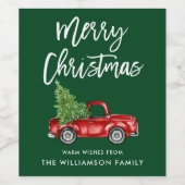 Brush Script Vintag Truck Green Weinetikett (Einzelnes Label)