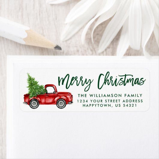 Brush Script Vintag Truck Weihnachten Grün (Insitu)