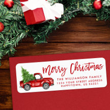 Brush Script Vintag Truck Weihnachten Rot
