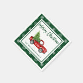 Brush Script Vintag Truck Weihnachts-Party GR Serviette (Ecke)