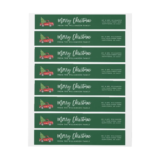 Brush Script Vintag Truck Weihnachtsbaum Grün (Bogen)