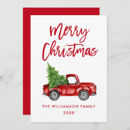 Brush Script Vintag Truck Weihnachtskarte Einladung