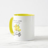 Brush Script Wasserfarbe Zitronen Limoncello Gelb Tasse (Vorderseite Links)