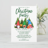 Brush Script Watercolor Gnomes Weihnachtsgeschenk  Einladung (Stehend Vorderseite)