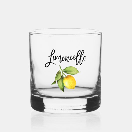 Brush Script Watercolor Lemon Limoncello Glas (Vorderseite)