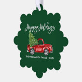 Brush Script Watercolor Truck Green Holiday Ornament Karte (Linke Ecke)