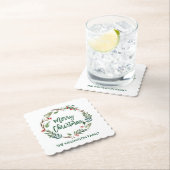 Brush Script Watercolor Wreath Frohe Weihnachten Untersetzer (Vor Ort)