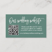 Brush Script Website QR Foto Eucalyptus Green Begleitkarte (Vorderseite)
