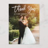 Brush Script Wedding Bride Groom Foto Postkarte (Vorderseite)