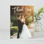 Brush Script Wedding Foto Kraft Danke Karte W (Stehend Vorderseite)