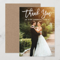 Brush Script Wedding Foto Kraft Danke Karte W