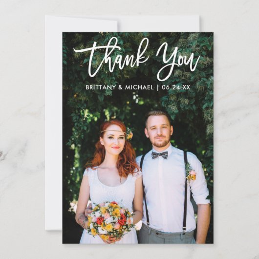 Brush Script Wedding Foto Kraft Vielen Dank You Ca Einladung (Vorderseite)