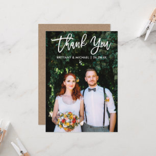 Brush Script Wedding Foto Kraft Vielen Dank You Ca Einladung