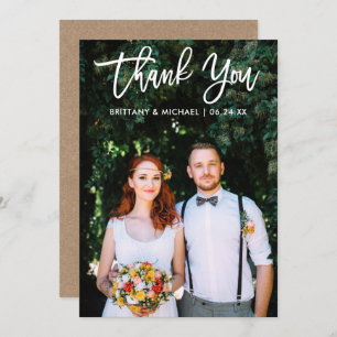 Brush Script Wedding Foto Kraft Vielen Dank You Ca Einladung