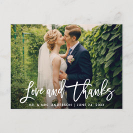 Brush Script Wedding Foto Liebe und Dank Modern Postkarte