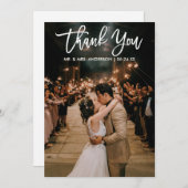 Brush Script Wedding Foto Modern Danke Karte (Vorne/Hinten)
