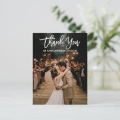 Brush Script Wedding Foto Vielen Dank, dass Sie mo Postkarte (Stehend Vorderseite)