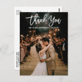 Brush Script Wedding Foto Vielen Dank, dass Sie mo Postkarte (Vorne/Hinten)