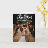 Brush Script Wedding Foto Vielen Dank Moderne Anme Karte (Gelbe Blume)