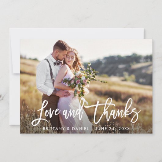 Brush Script Wedding Liebe und dank Kraft Card Einladung (Vorderseite)