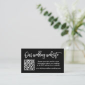 Brush Script Wedding Website QR Foto Black Begleitkarte (Stehend Vorderseite)