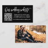 Brush Script Wedding Website QR Foto Black Begleitkarte (Vorne/Hinten)